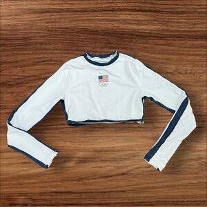 NWOT Skims‎ For Team USA Signature Swim Olympic LS Cropped T-Shirt Size XL